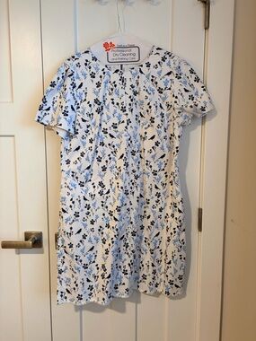 Draper James White Denim Dress with Blue & Navy Floral Print